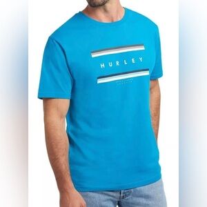HURLEY Cyber Teal Graphic Logo T-Shirt Men's XL Short Sleeve 100% Cotton Tee